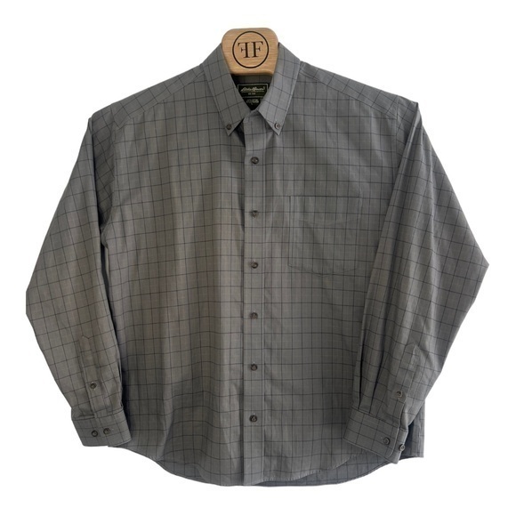 Eddie Bauer Men's Button Down Long Sleeve Grey L Wrinkle‎ Resistant - Picture 3 of 4